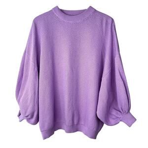 I Love Mr. Mittens Balloon Sleeve Pullover Sweater 100% Cotton One Size Lavender
